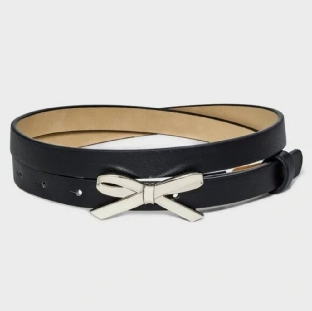 Wild Fable Black Belt with Silver Bow Various Sizes NWT